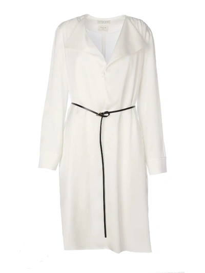 Shop Bottega Veneta Fluid Silk Dress In Off White