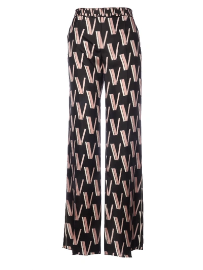 Shop Valentino Wide Pants With V Fantasy In Na Black Ivory