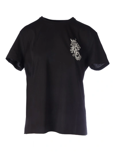 Shop Alexander Mcqueen Embroidery Logo Tshirt In Black Mix