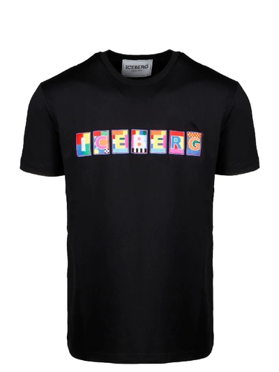Iceberg X Peter Blake T-shirt With Multicolor Logo Patch In Black