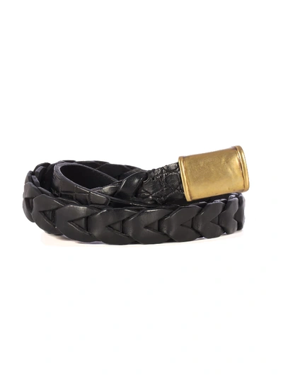 Shop Ajmone Croco Print Belt In Black Black