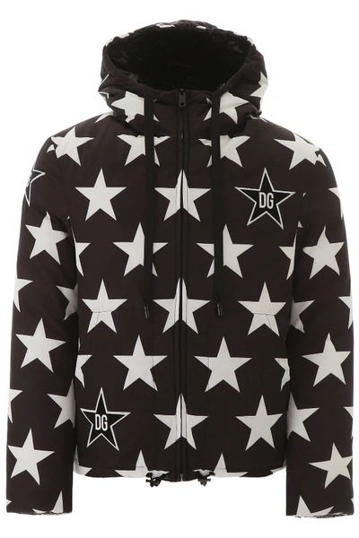 Shop Dolce & Gabbana Millennials Star Reversible Puffer Jacket In Stelle Bianche F Nero (purple)