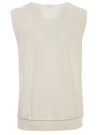 Shop Eleventy Cotton Vest In Neutrals