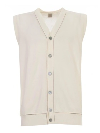 Shop Eleventy Cotton Vest In Neutrals