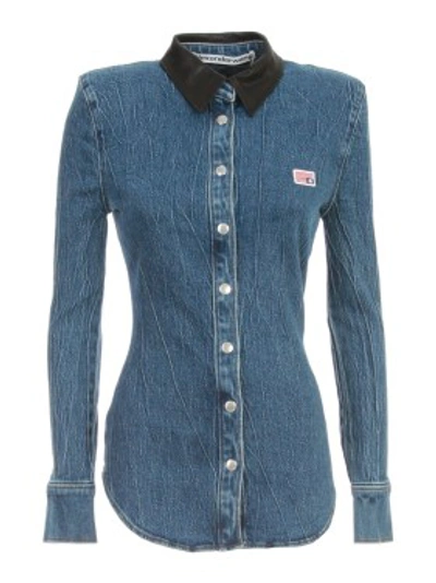 Shop Alexander Wang Shrunken Denim Shirt In Blue