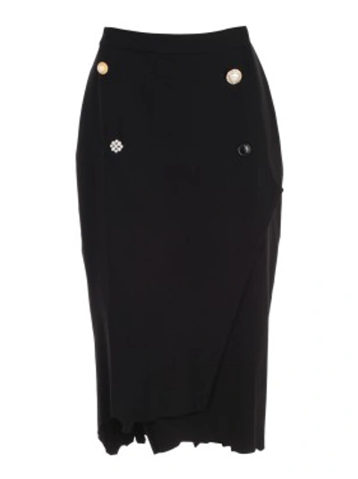 Shop Vetements Four Button Skirt In Black