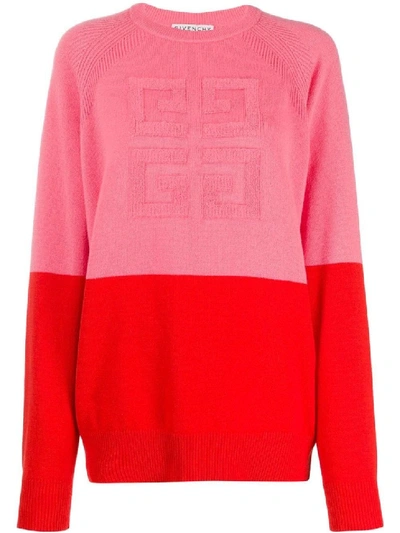 Shop Givenchy Two-tone Logo Cashmere Sweater In Red