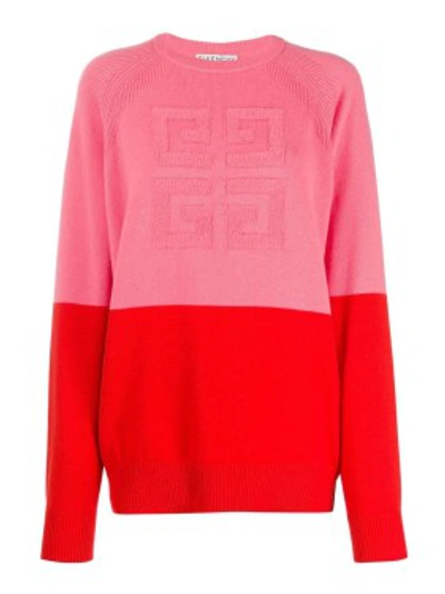 Shop Givenchy Two-tone Logo Cashmere Sweater In Red