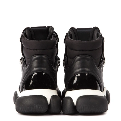Shop Moncler Black And White Ankle Boots Sneakers