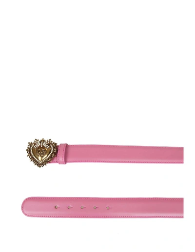 Shop Dolce & Gabbana Belt Devotion In Leather Lux In Pink