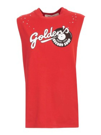Shop Golden Goose Printed Cotton Top In Red