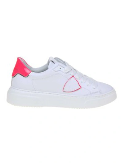 Shop Philippe Model Sneakers Temple Leather In White