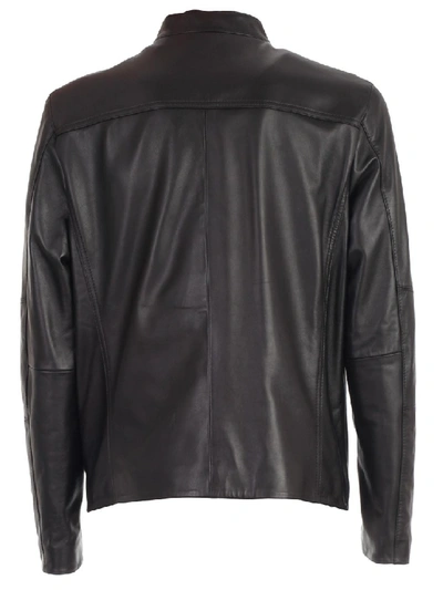 Shop Michael Kors Biker Leather Jacket In Black