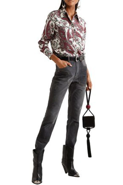 Shop Isabel Marant Orrick Paneled High-rise Slim-leg Jeans In Black