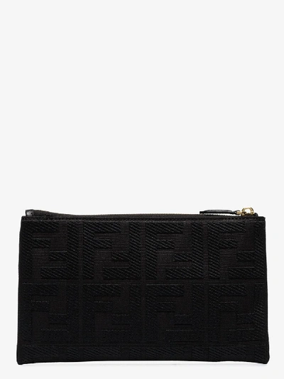 Shop Fendi Black Ff Small Canvas Pouch