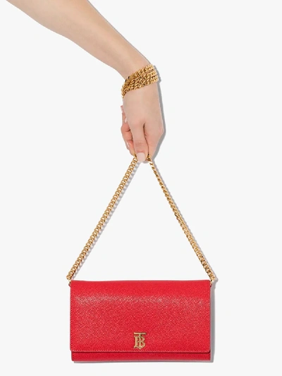 Shop Burberry Red Hannah Leather Bag