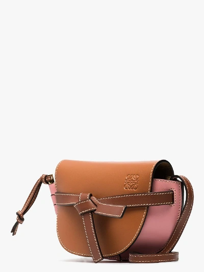 Shop Loewe Multicoloured Gate Leather Mini Bag In Brown