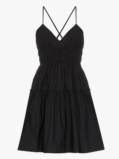 Shop Three Graces Mia Tiered Cotton Mini Dress In Black