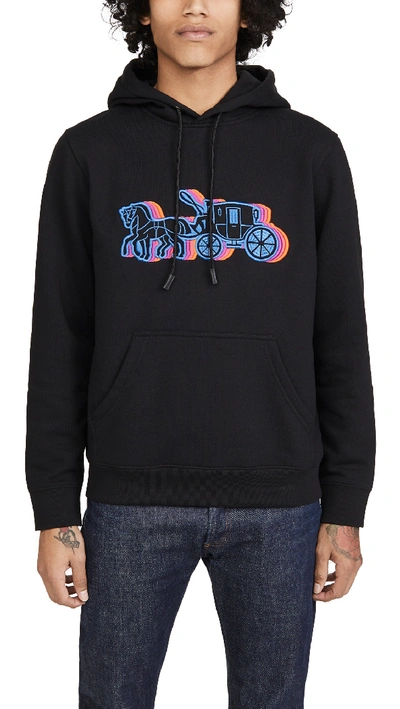 Shop Coach 1941 Horse And Carriage Logo Pullover Hoodie In Black