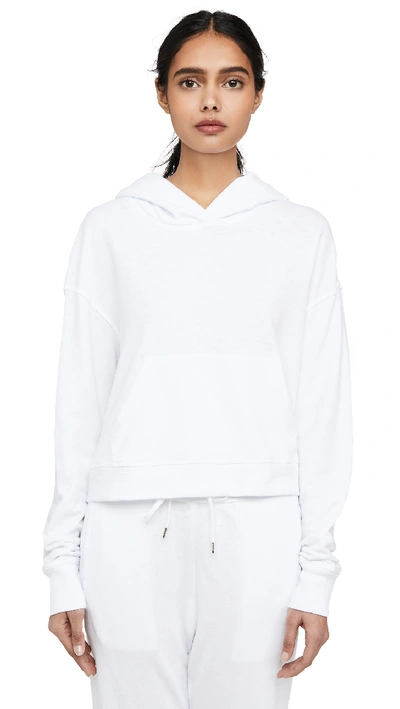 Shop James Perse Relaxed Crop Hoodie In White