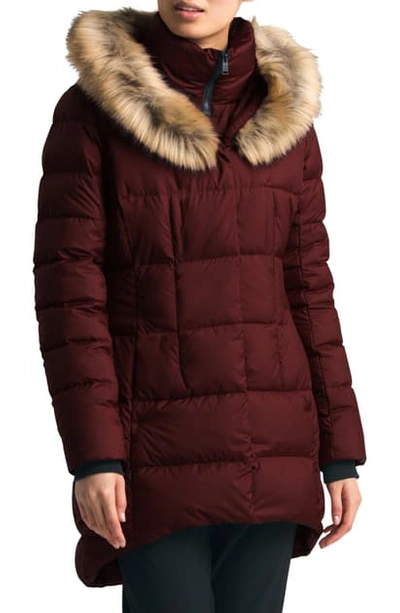 Shop The North Face Dealio 550 Fill Power Down Parka In Deep Garnet Red