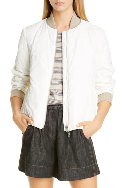 Shop Brunello Cucinelli Reversible Quilted Bomber Jacket In White