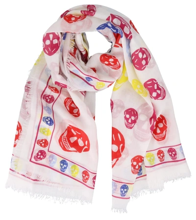 Shop Alexander Mcqueen Skull Shawl In Ivory