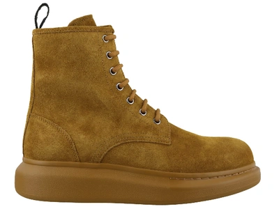 Shop Alexander Mcqueen Laced Up Boots In Brown