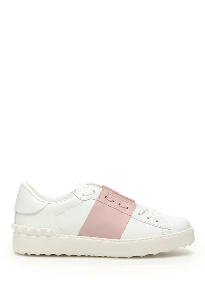 Shop Valentino Open Sneakers In Bianco Water Rose Bianco (white)