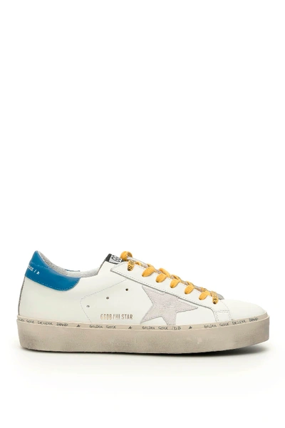 Shop Golden Goose Hi Star Sneakers In White Blue Lth Yellow Laces (white)
