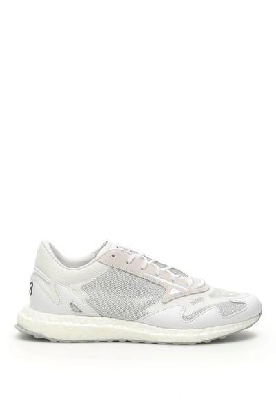 Y-3 Rhisu Run Mesh And Leather Trainers In Ftwr White Black Ftwr White (white)