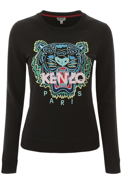 Shop Kenzo Sweatshirt With Tiger Embroidery In Noir (black)