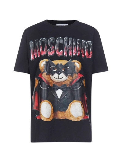 Shop Moschino Teddy Over Short Sleeve T-shirt In Fantasy Print Black