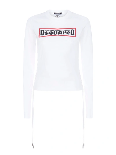 Shop Dsquared2 Ls Laced Short Sleeve T-shirt In White