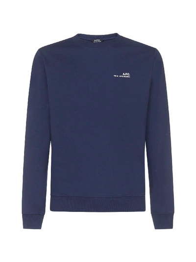 Shop Apc Logo Sweatshirt Sweater In Dark Navy