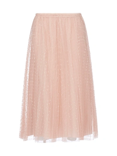 Shop Red Valentino Pleated Skirt In Nudo