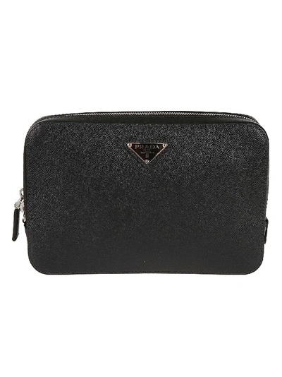 Shop Prada Embossed Logo Camera Bag In Black