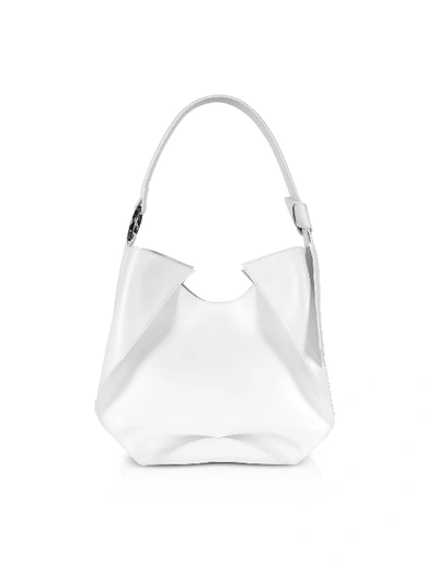 Shop Giaquinto Giselle Leather Shoulder Bag In White
