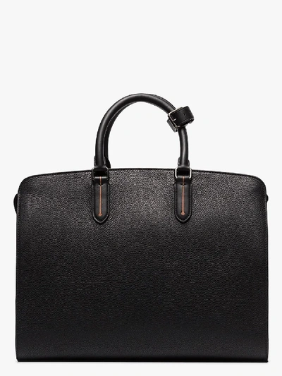 Shop Ermenegildo Zegna Black Grained Leather Holdall Bag