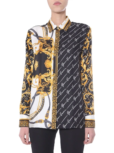 Shop Versace Printed Shirt In White
