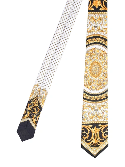 Shop Versace Tie With Iconic Print In Black