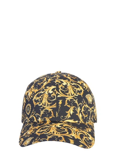 Shop Versace Baroque Print Hat In Multicolour