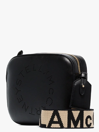 Shop Stella Mccartney Black Perforated Logo Cross Body Bag