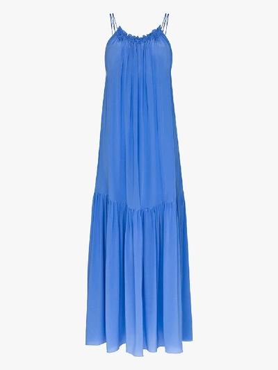 Shop Three Graces Womens Blue Tatyana Ruched Silk Maxi Dress
