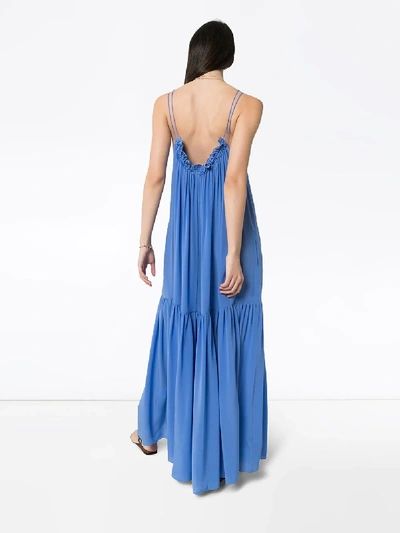 Shop Three Graces Womens Blue Tatyana Ruched Silk Maxi Dress