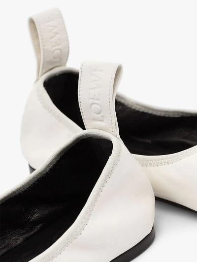 Shop Loewe White Ballerina Bow Leather Pumps