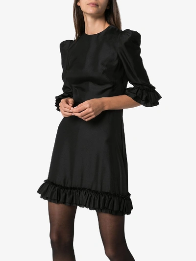 Shop The Vampire's Wife Festival Frilled Silk Mini Dress In Black