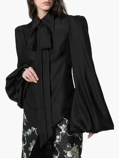 Shop The Vampire's Wife Womens Black Exaggerated Sleeve Silk Shirt
