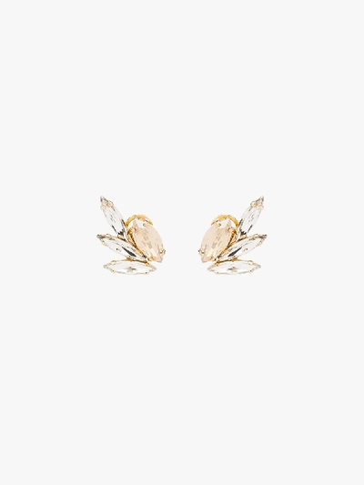 Shop Anton Heunis Gold Tone Swarovski Crystal Wing Earrings In Silver