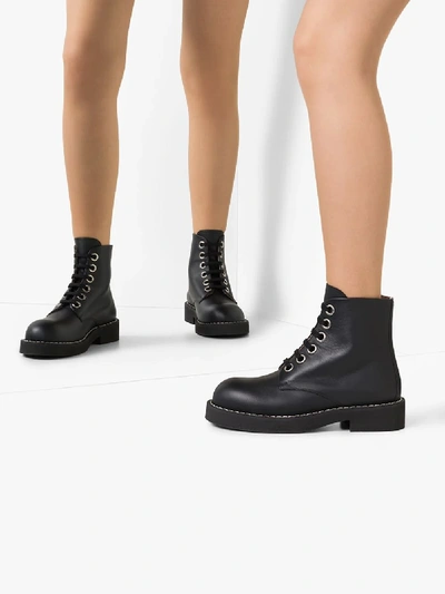 Shop Marni Black Lace-up Leather Boots